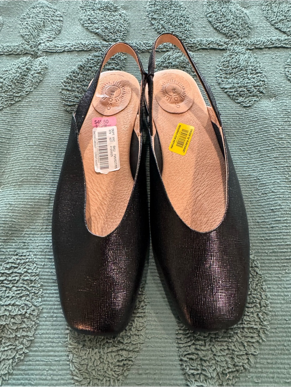 Black Slingback Mules with Subtle Shine - Brioso